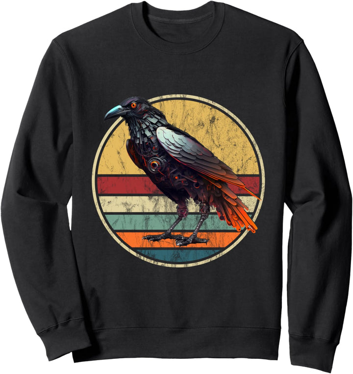 Roboter Raben Outfit Futuristischer Rabe Design Retro Vogel Sweatshirt