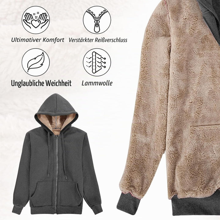 UMIPUBO Fleecejacke Damen Hoodie Kapuzenpullover Sweatjacke Warm Oberteil, Herbst Winter Sweatshirt