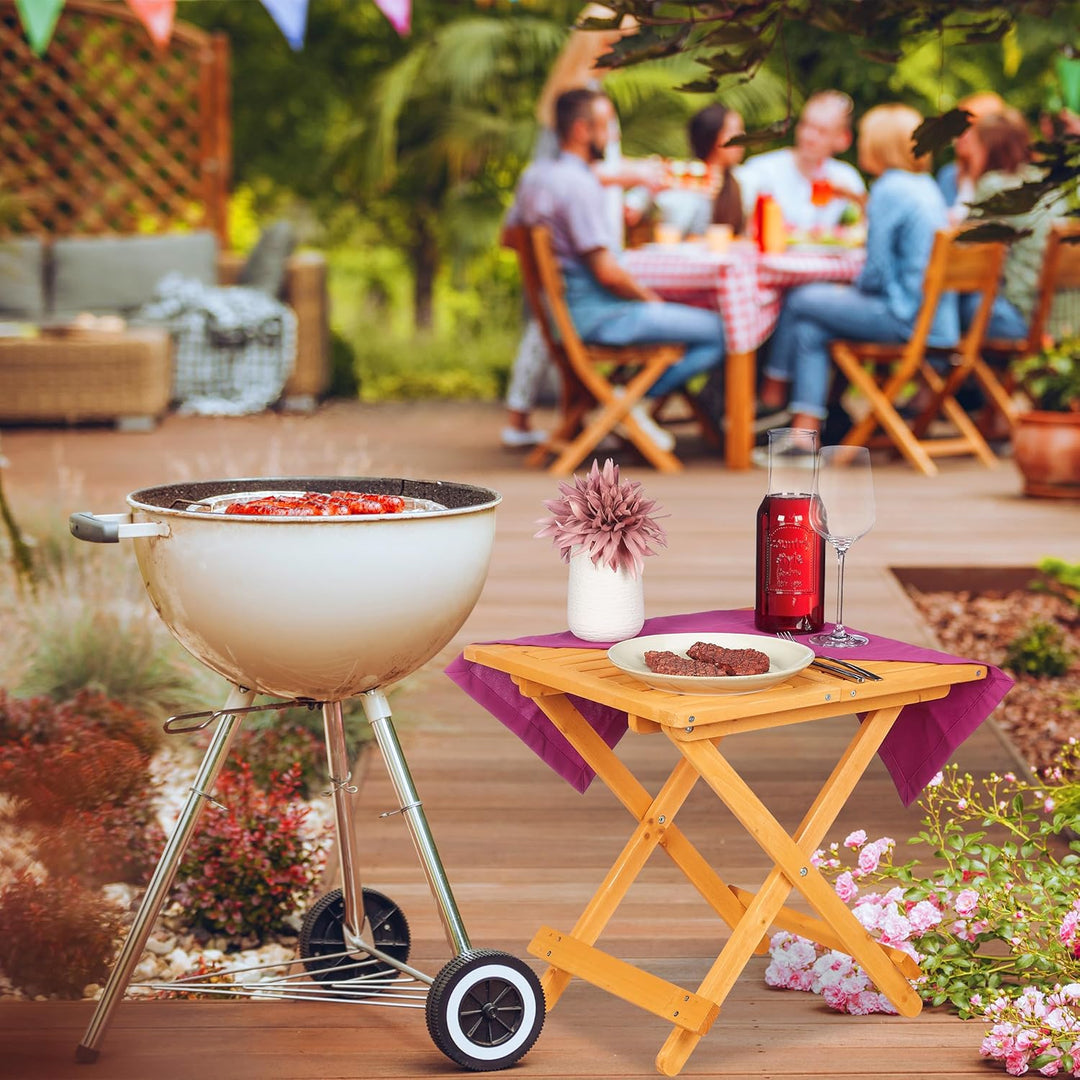 Relaxdays Klapptisch aus Holz, für Wohnzimmer, Balkon & Terrasse, tragbar, stabil, Beistelltisch HBT
