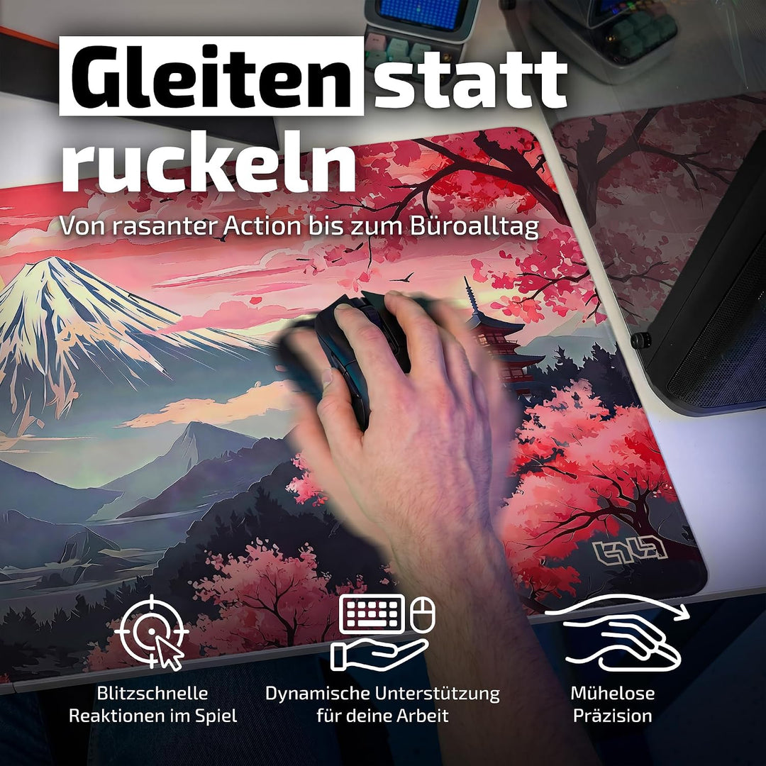 Tilt Gaming Mauspad 900x400 mm - 4 mm rutschfeste Schreibtischunterlage Gross - Speed-Oberfläche &amp; H