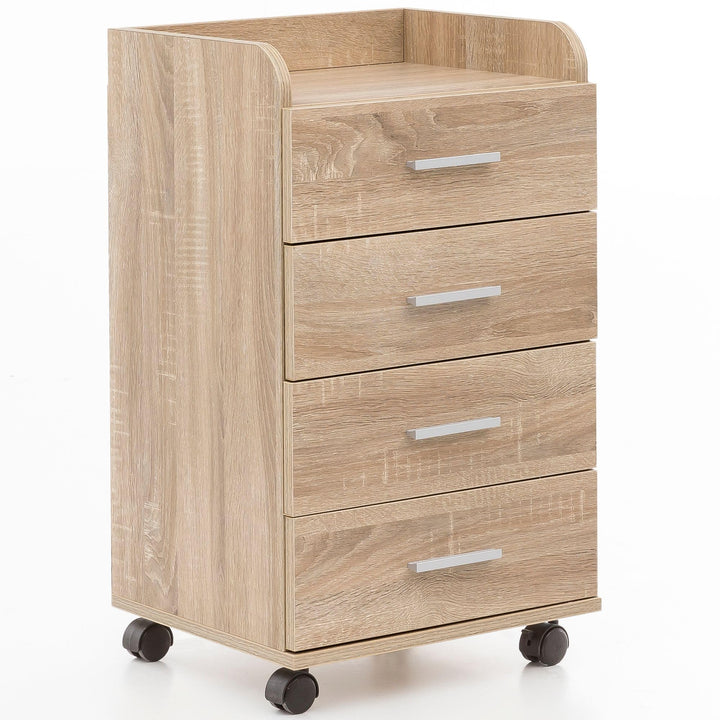 FineBuy Rollcontainer 40 x 70,5 x 33 cm, Schreibtisch-Container Rollschrank 4 Schubladen, Moderner S