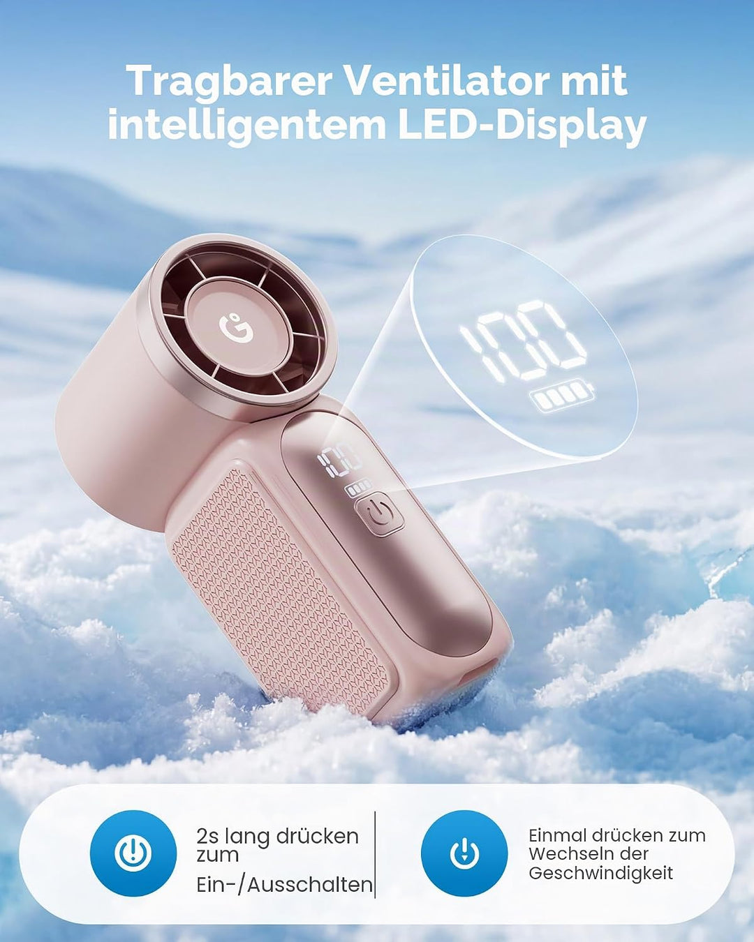 Gaiatop Tragbarer Mini-Handventilator, 6 Geschwindigkeiten, 16900 U/min, hohe Geschwindigkeit, persö