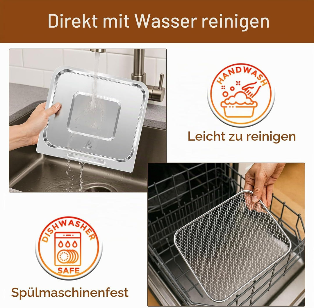 4 Stück Set Air Fryer Drip Pan mit Korb für Multifunktionale Digital 10 QT 10L XL Air Fryer 17 Touch