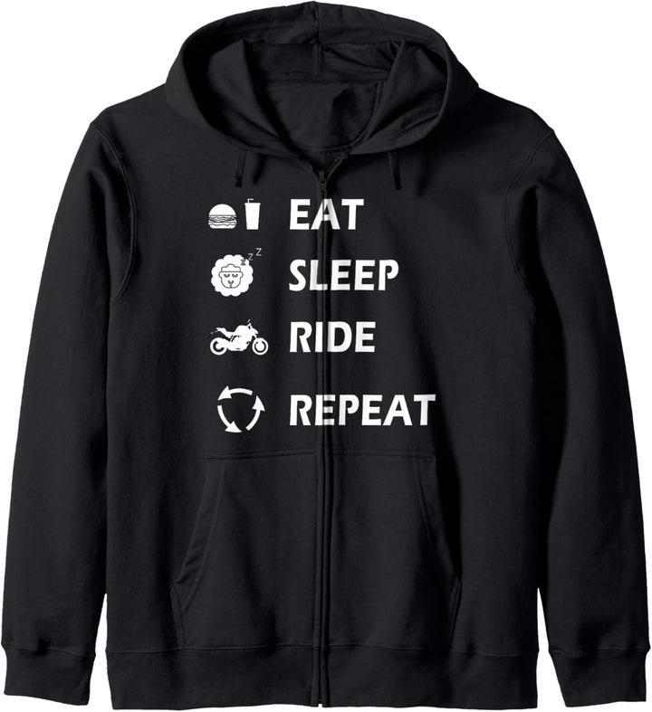 EAT, SLEEP, RIDE and REPEAT | Motorrad Kapuzenjacke