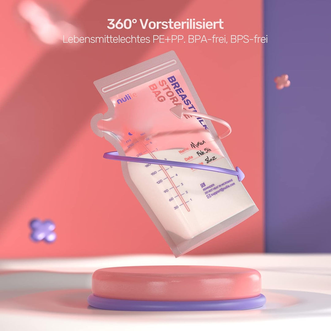 Nuliie 300 Stück Muttermilchbeutel, BPA-frei Muttermilch Aufbewahrung bag, Muttermilchbeutel mit Aus