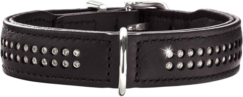 HUNTER DIAMOND ELK PETIT Hundehalsband für kleine Hunde, Leder, Elchleder, weich, Strasssteine, 27 (