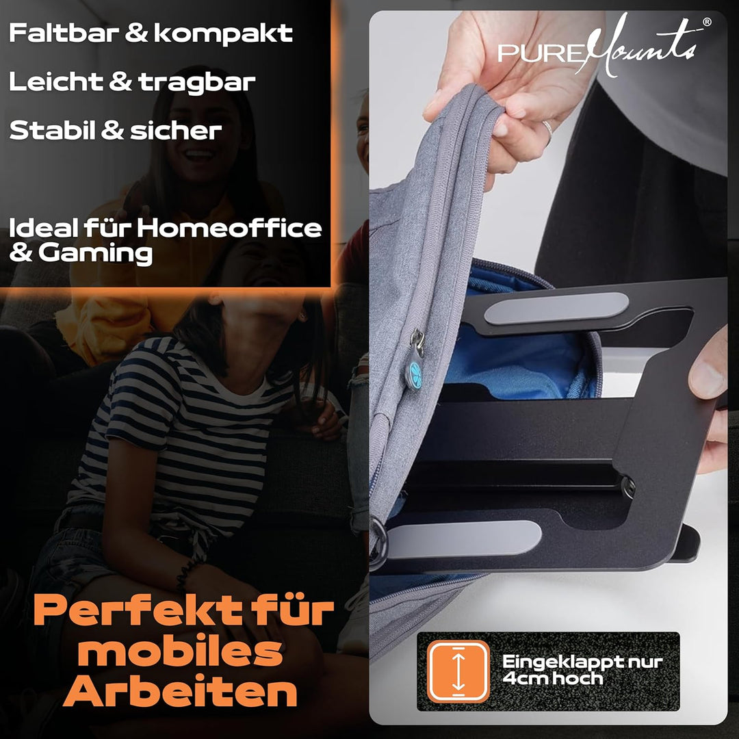 PureMounts Laptop Ständer Höhenverstellbarer, Faltbarer & Ergonomischer Notebookhalter für Home Offi