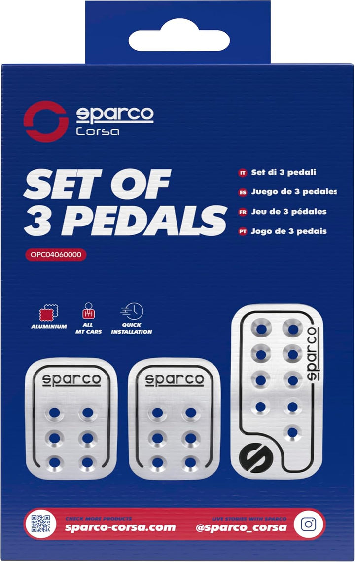 Walser 16959 Pedalset Sparco Racing 3 - teilig 150 ml, Chrom Aluminium Single, Aluminium Single