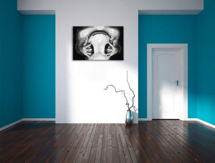 Pixxprint Sexy Girl mit Kopfhörer als Leinwandbild/Grösse: 100x70 cm/Wandbild/Kunstdruck/fertig besp