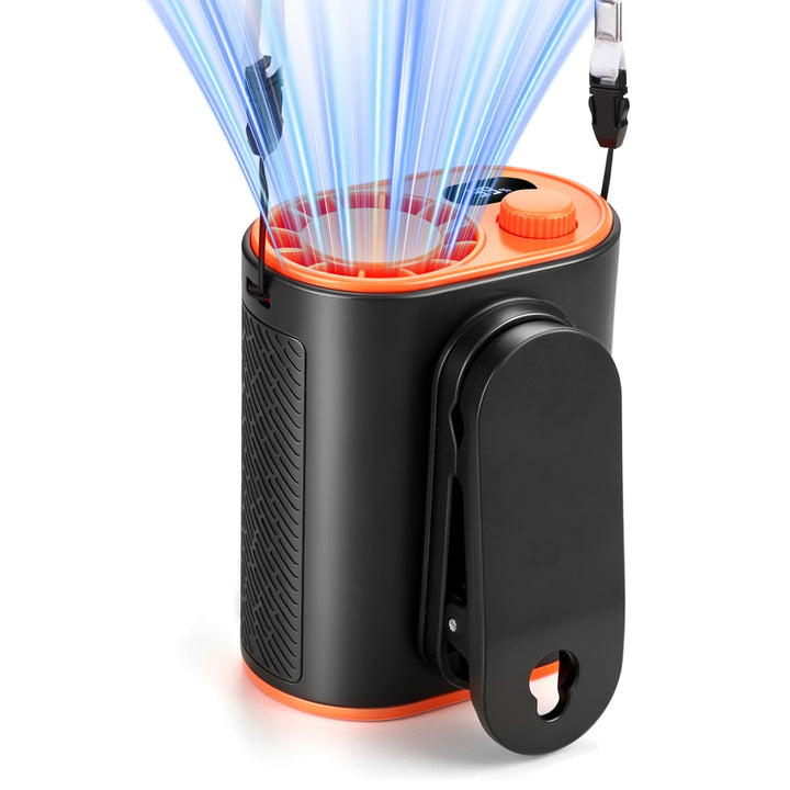 WHATOOK Tragbarer Gürtelventilator: 1-100 Stufenlose Geschwindigkeitsregelung Clip Fan mit 360° Dreh