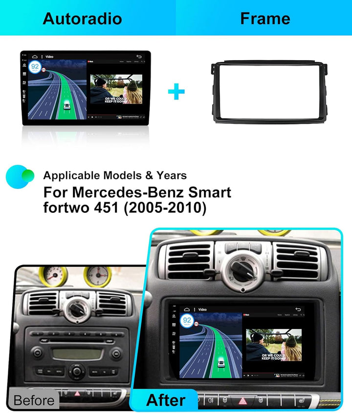 JOYX - 6G+128G - Android 15 IPS Autoradio Passt für Benz Smart fortwo 451 (2005-2010) - Kabellos Car