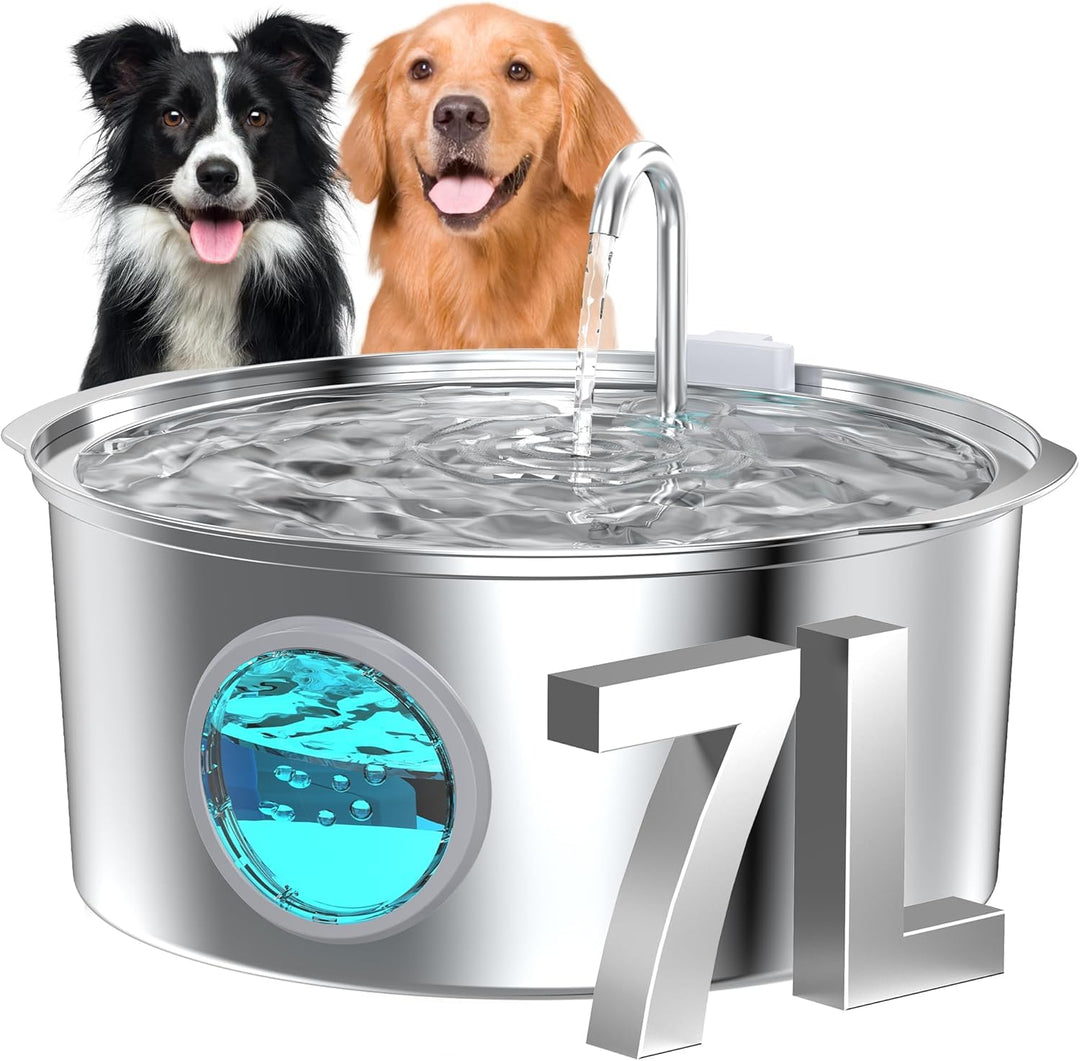 Hunde Trinkbrunnen für Katze Edelstahl: 7L / 236oz Katzenbrunnen – Superleiser Katzen Trinkbrunnen -