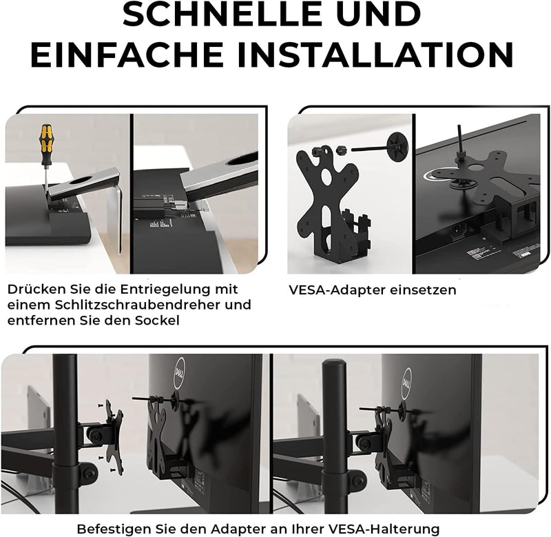 HumanCentric VESA Mount Adapter für Dell SE2416HX, SE2717HX, SE2717H, S2216M, S2216H, SE2716H, SE221