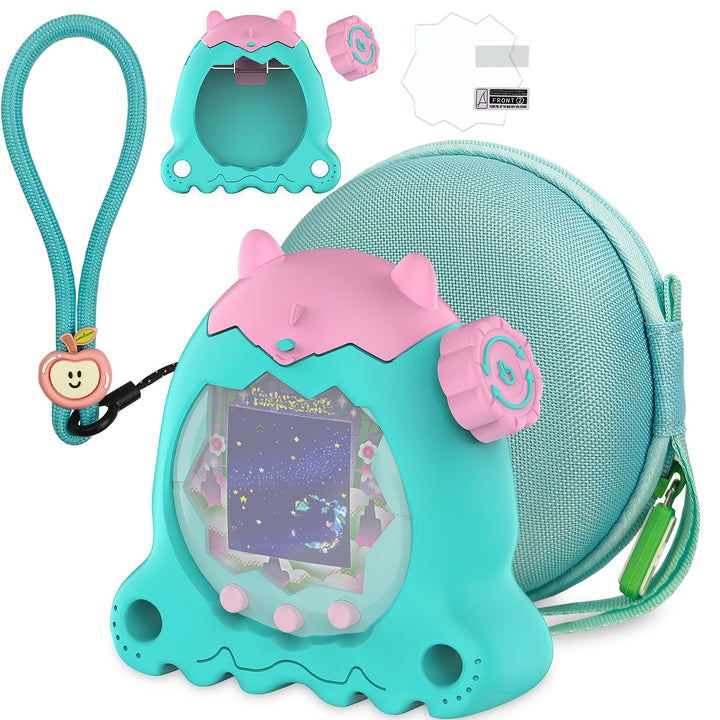 Weiche Silikonhülle und Harte Tragetasche für Tamagotchi Paradise, inklusive Displayschutzfolie, Han