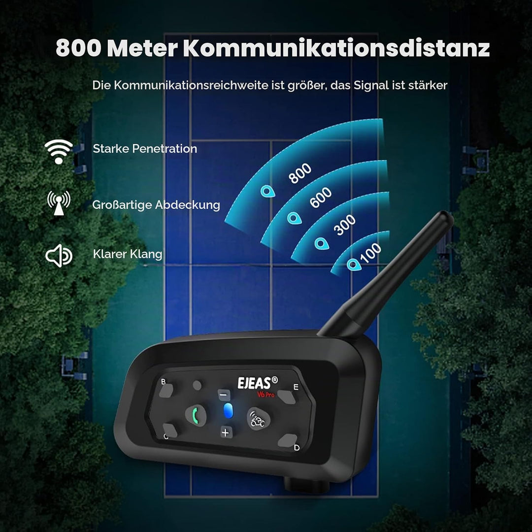 EJEAS V6C Referee Bluetooth Intercom, 850mAh Full Duplex 1200M Wireless Bluetooth Interphone mit Ref