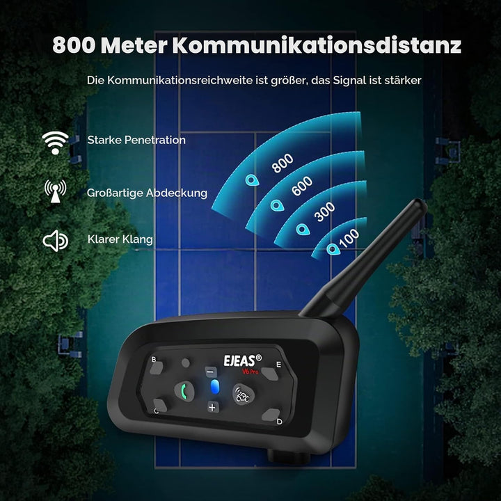 EJEAS V6C Referee Bluetooth Intercom, 850mAh Full Duplex 1200M Wireless Bluetooth Interphone mit Ref