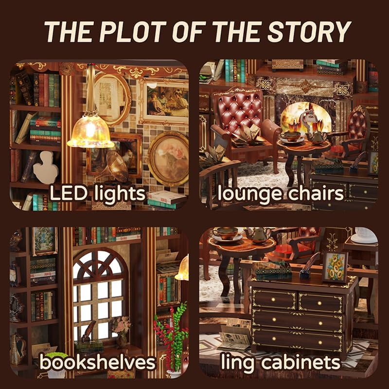 Book Nook Kit für Erwachsene - CRIOLPO DIY Miniatur Haus Holzpuzzle 3D Puppenhaus - Buchstütze für B