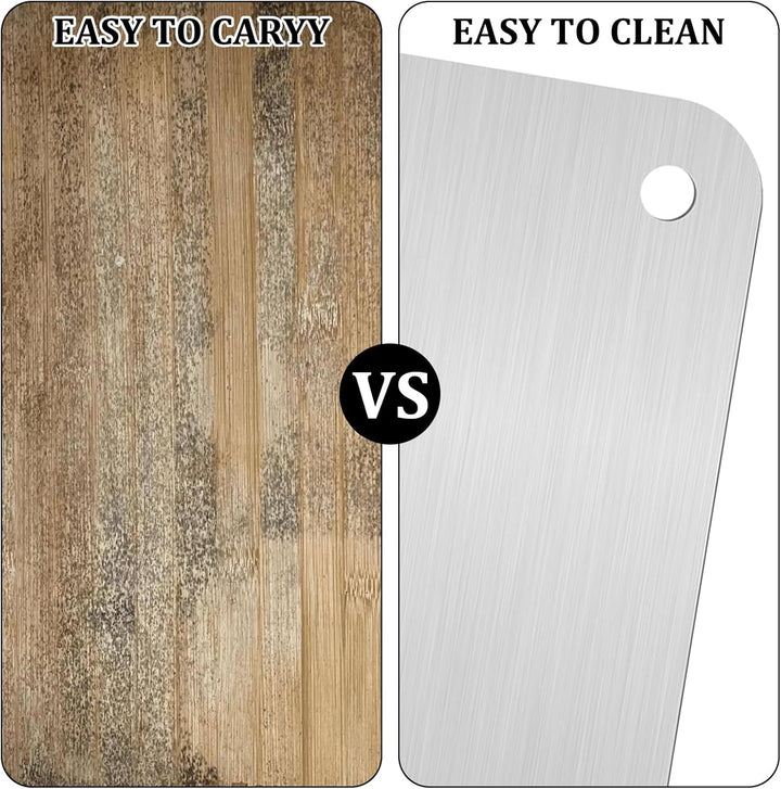 2Pcs Schneidebrett Titan Schneidebrett Edelstahl Titanium Cutting Board Stainless Steel Cutting Boar