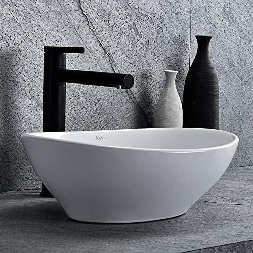 VBChome Waschbecken Kleine 41 x 35 x 15 cm Mini Keramik Weiss Oval Waschtisch Handwaschbecken Aufsat