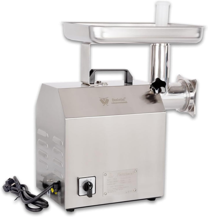 Beeketal 'FW220B' Profi Gastro Edelstahl Fleischwolf mit 220 kg/Std. Durchsatz, starkem 1100 Watt Mo