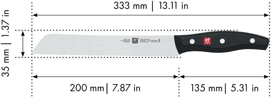 Zwilling 1001371 Brotmesser, Klingenlänge: 20 cm, Klingenblatt mit Wellenschliff, Rostfreier Spezial