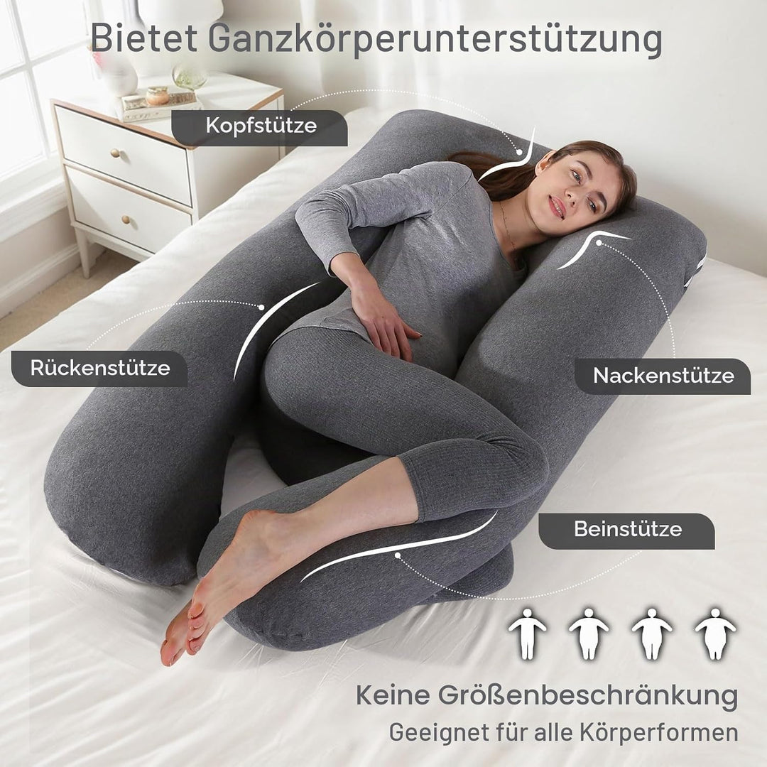 SHANNA Schwangerschaftskissen U Form Seitenschläferkissen Stillkissen Fütternkissen mit Gestrickte B