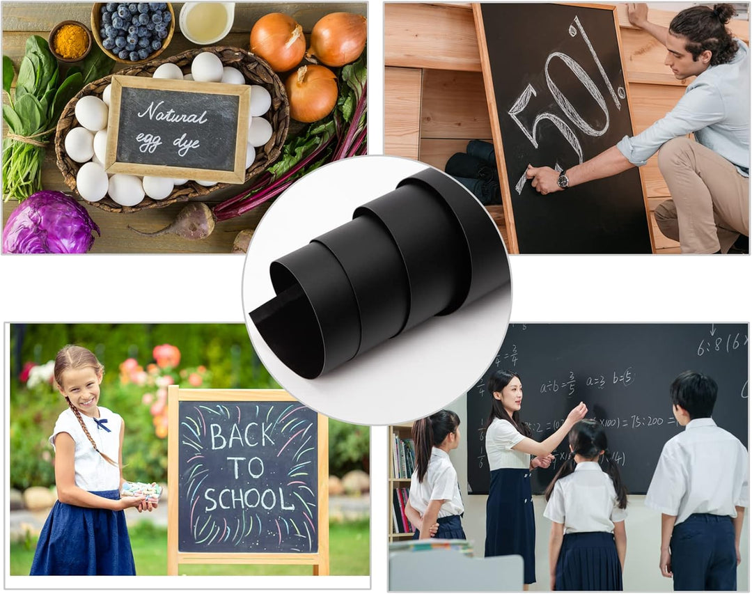 Lyzzxi Tafelfolie Selbstklebend, 50*100cm Magnetfolie Magnetisch Schwarz, Abwischbar Kreidefolie, Ma