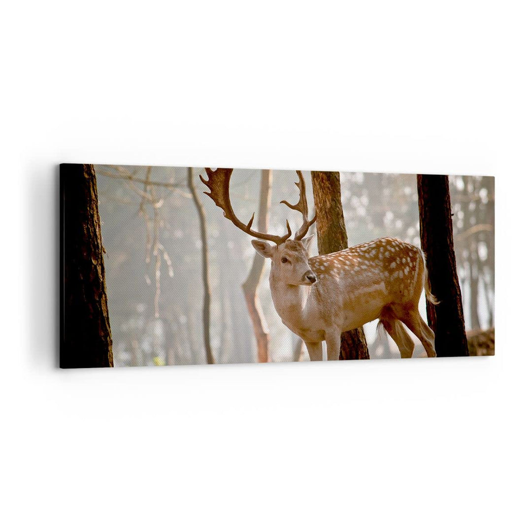 Wandbilder Dekoration Wohnzimmer Kitz Hirsch Tier wild Panorama Bilder auf Leinwand 120x50cm Leinwan