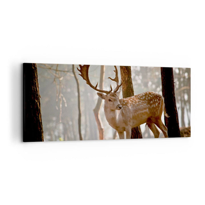 Wandbilder Dekoration Wohnzimmer Kitz Hirsch Tier wild Panorama Bilder auf Leinwand 120x50cm Leinwan