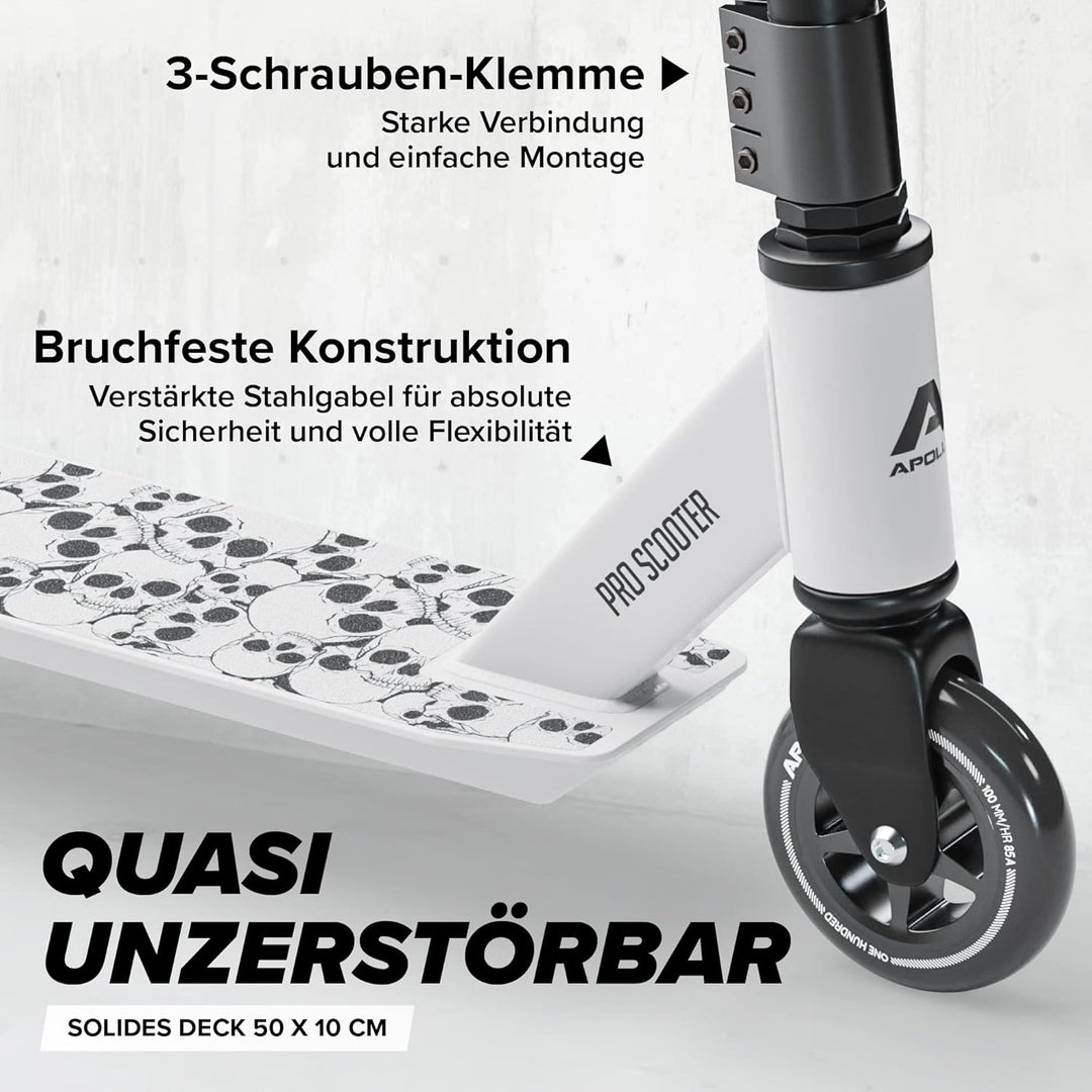 Apollo Stunt Scooter - Genius Pro | Robuster Kinder Scooter mit ABEC 9 Kugellager | Trick Roller, Tr