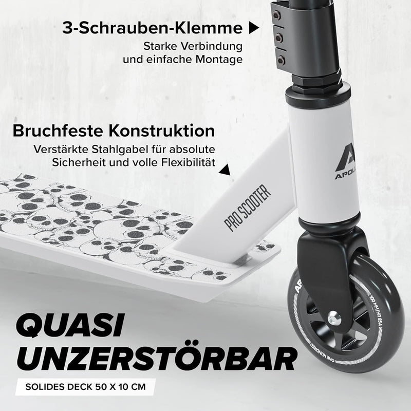 Apollo Stunt Scooter - Genius Pro | Robuster Kinder Scooter mit ABEC 9 Kugellager | Trick Roller, Tr
