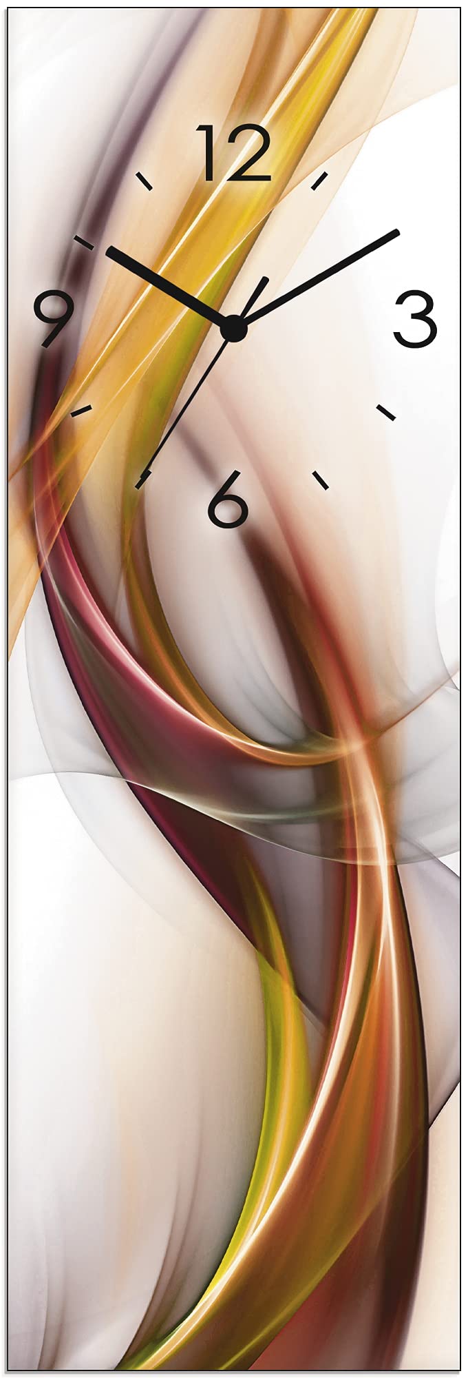 ARTLAND Wanduhr ohne Tickgeräusche Glas Quarz Uhr 20x60 cm Rechteckig Lautlos Abstrakte Bilder Kunst