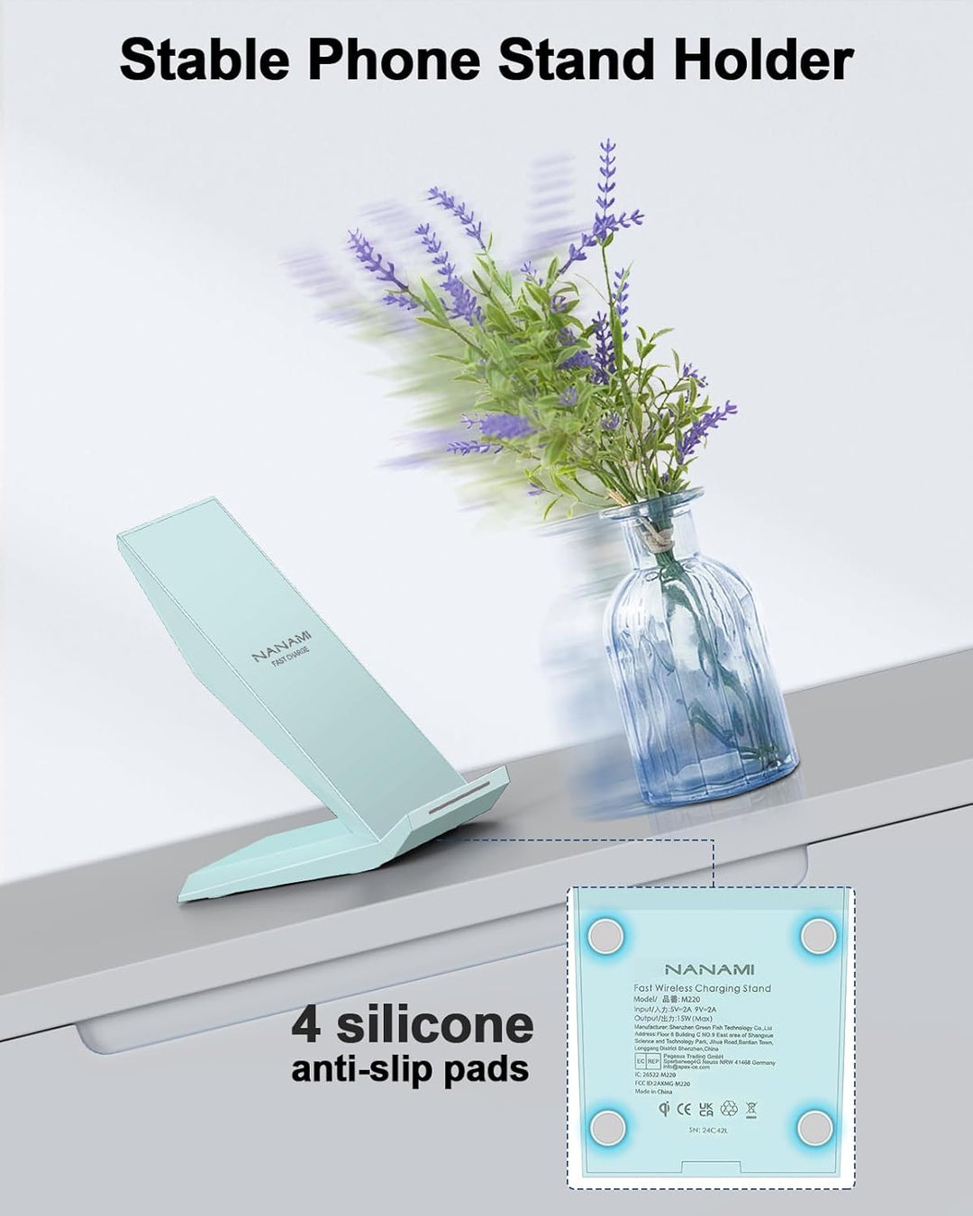 Fast Wireless Charger,NANAMI Qi kabelloses Ladegerät (mit USB C ladegerät 20W PD Adapter) für Apple