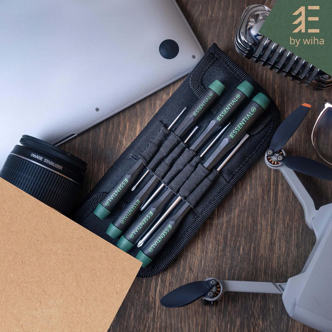Wiha Essential Feinmechaniker Schraubendreher Set 7-tlg. + Tasche | Feinmechaniker Werkzeug Set | Uh