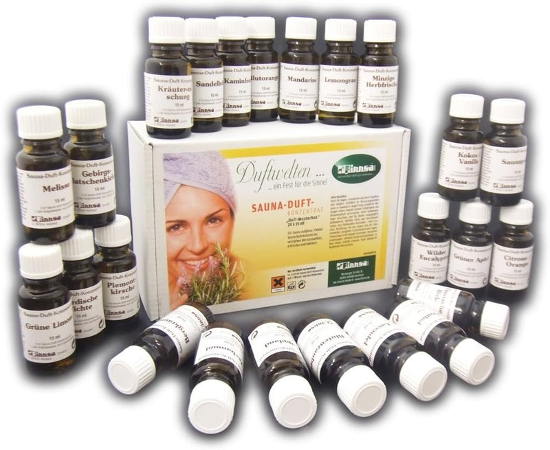 Finnsa Exclusiv Duftbox 24x15ml Saunaaufguss Saunakonzentrat Saunaduft Aufguss