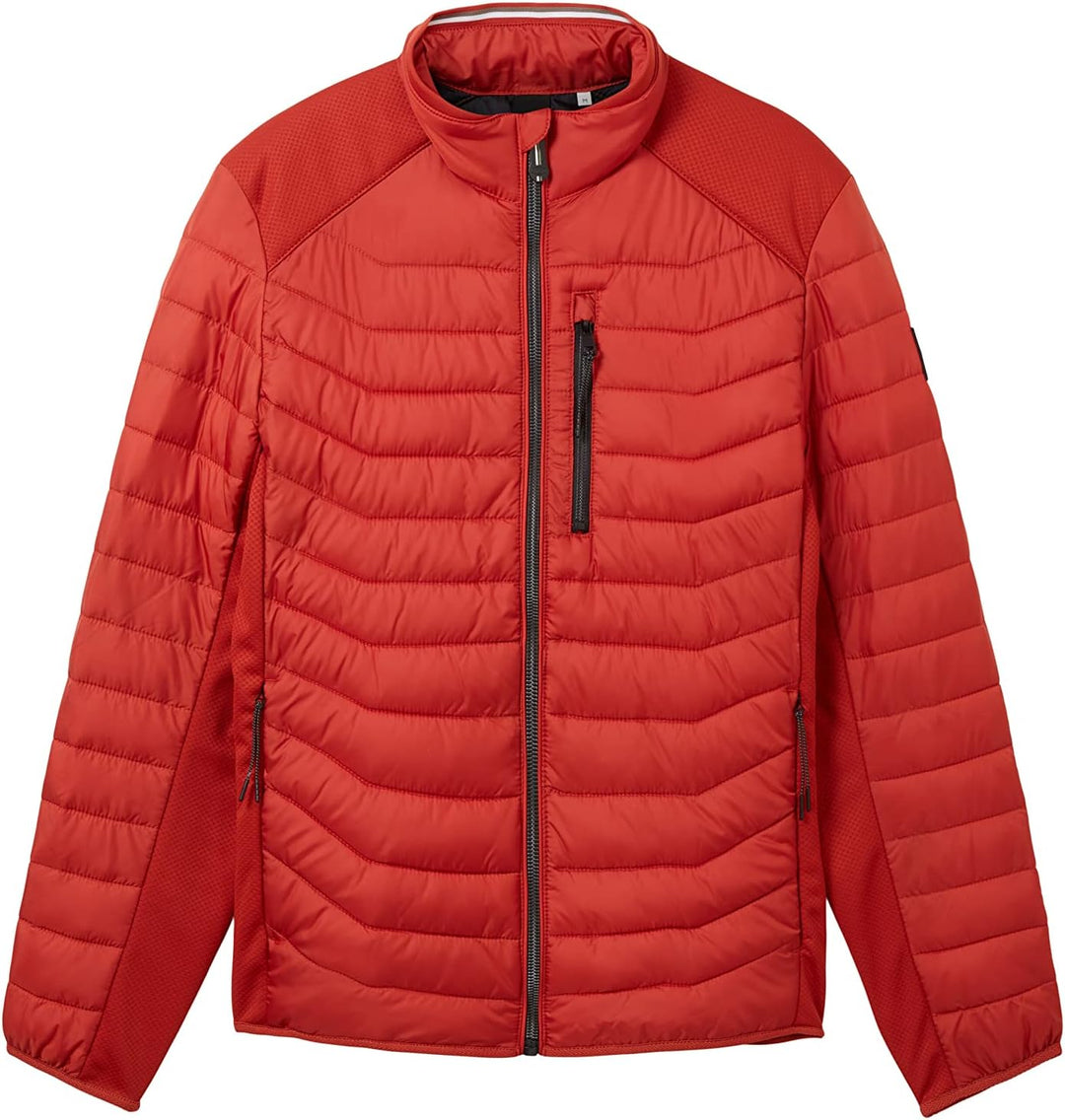 TOM TAILOR Herren 1038606 Hybrid Steppjacke mit Stehkragen (1er Pack) L 13722 - Rooibos Orange, L 13