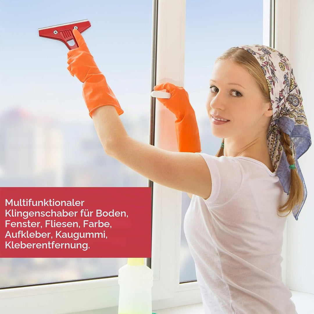 Tapetenschaber lang, Farbschaber mit langem Stiel, 1 Stück Tapetenschaber mit Gummigriff, Fenstersch