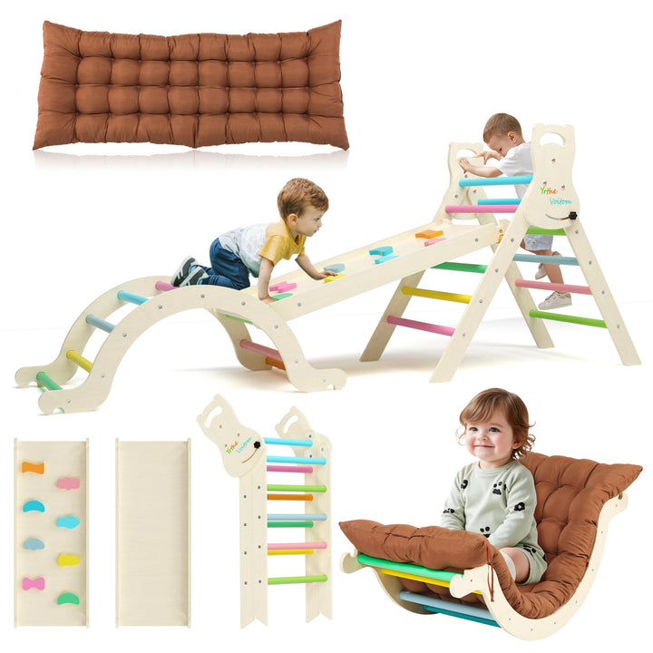 Yrthe Voitom Klettergerüst Indoor Montessori Spielzeug ab 1.5 2 3 4 + Jahr, Upgrade 7-in-1 Kletterdr