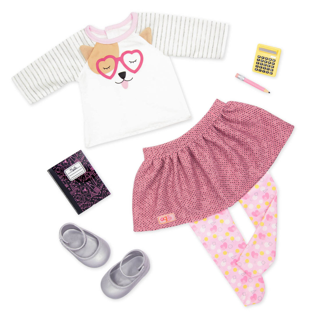 Our Generation - Puppen Outfit Schülerin mit Taschenrechner Zubehör, Zubehör
