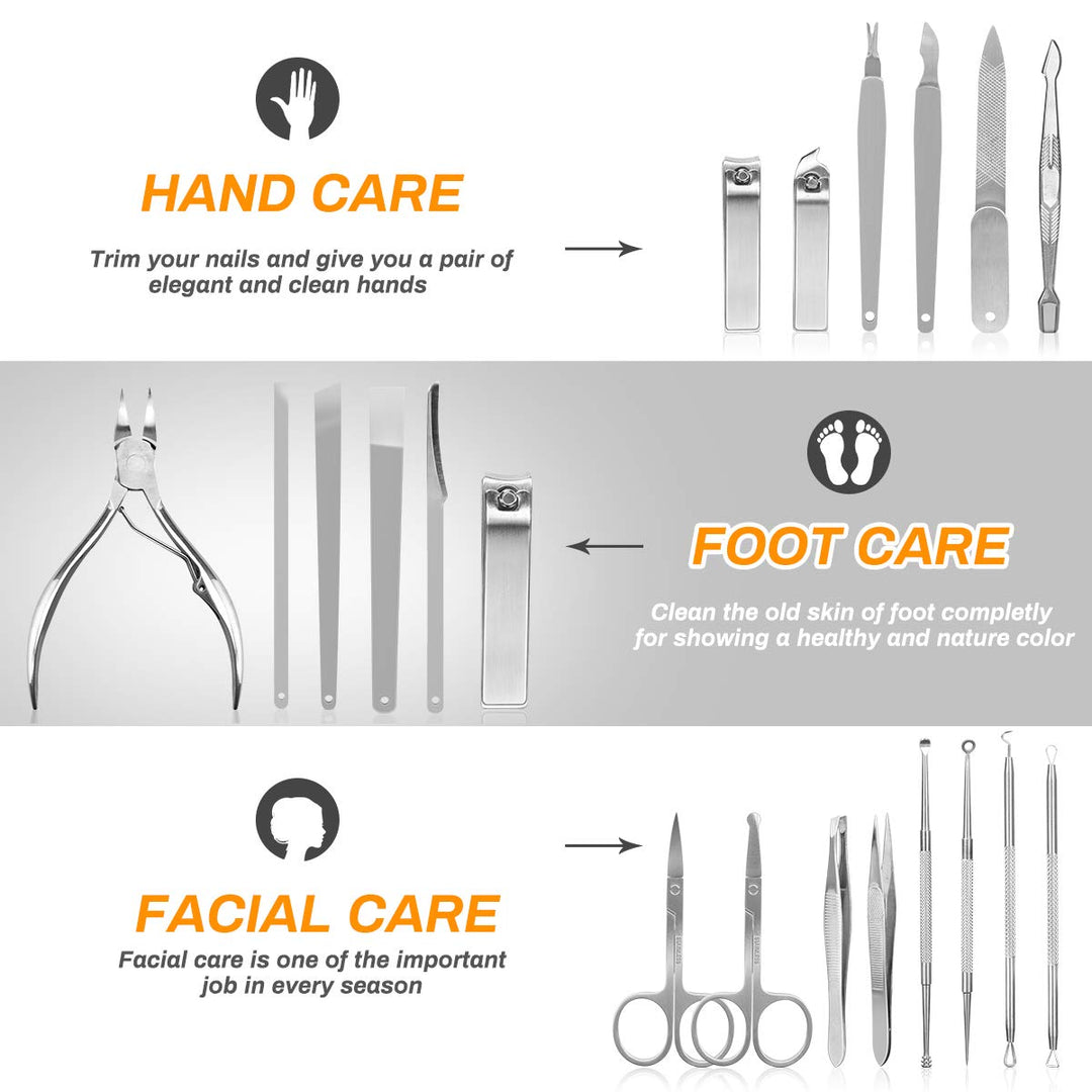 Maniküre-Set, CestMall 21 Stück Nagelknipser Pediküre-Kit Edelstahl Professionelle Maniküre-Kit für