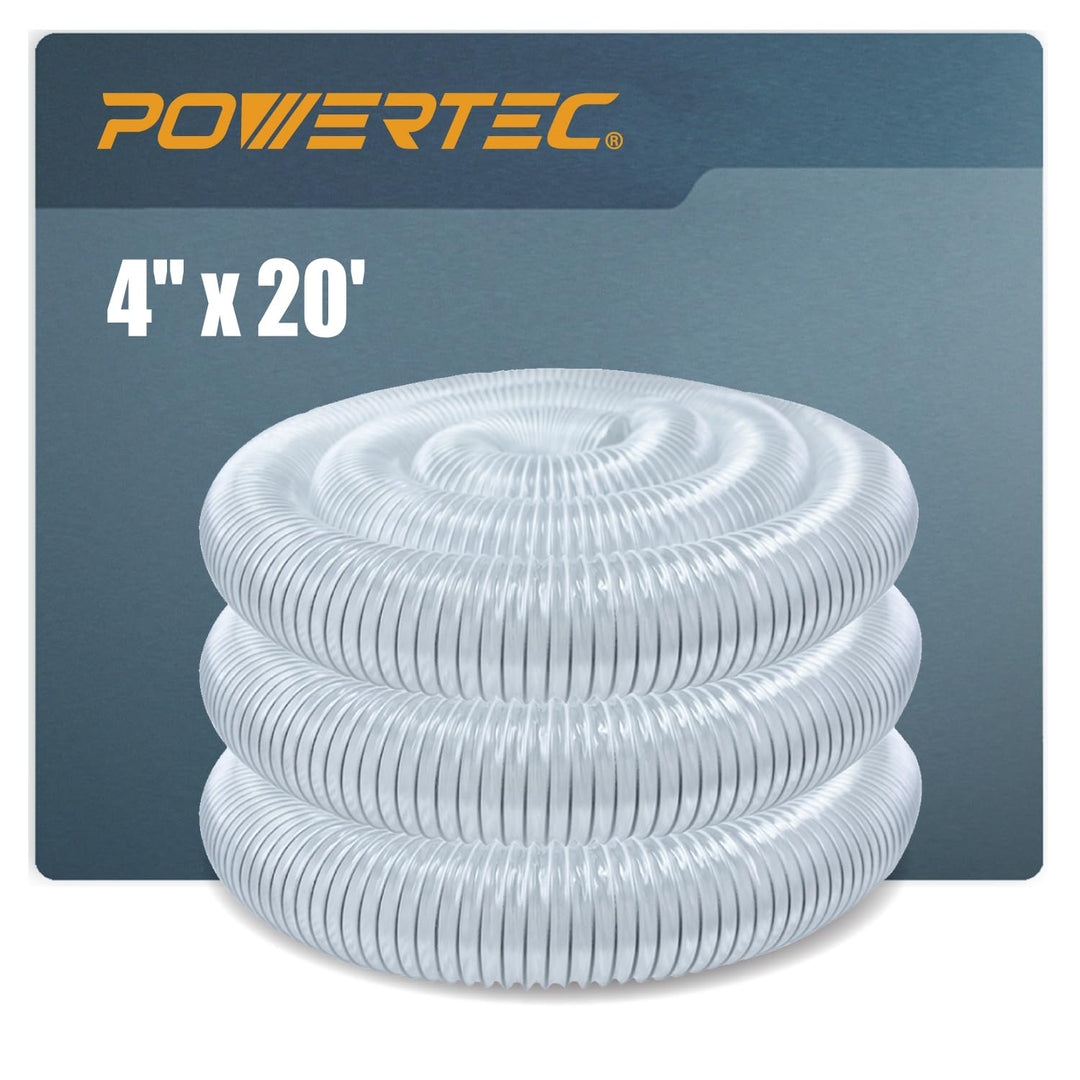 POWERTEC 70143 PVC-Staubsaugerschlauch (10,2 cm x 6,8 m), flexibel, durchsichtig, robuster PVC-Schla
