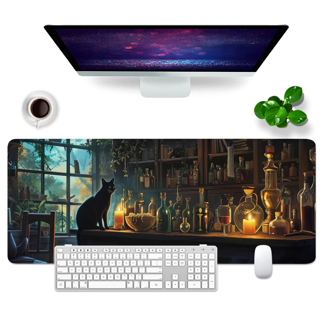 Schreibtischunterlage xl Mauspad Katze 80x30 cm Gross Gaming Mousepad PC Professionelle Gamer Mauspa