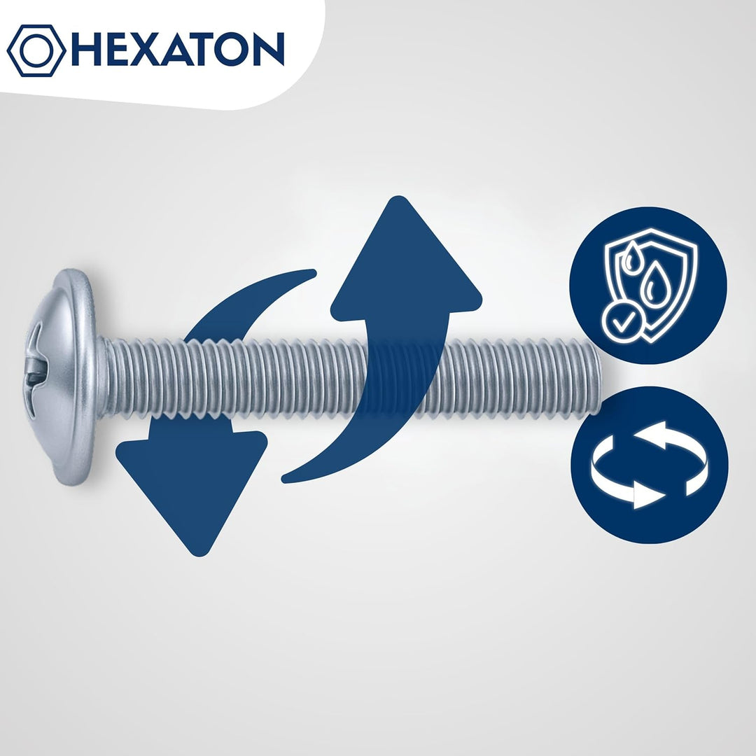 HEXATON Kreuzschlitzschrauben mit Linsenkopf mit Flansch Pozidriv – M4 x 43 mm – 100 Stück – DIN 967