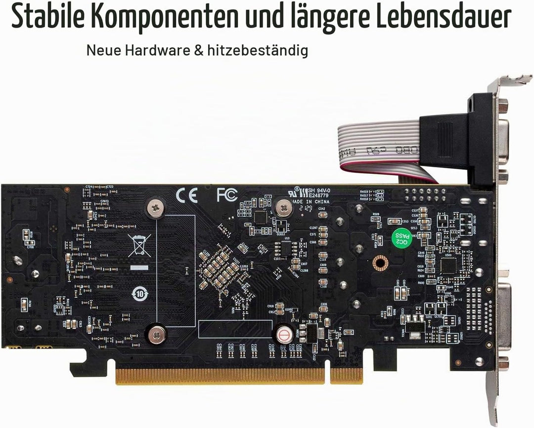 SAPLOS Radeon RX 550 Low Profile Grafikkarte, 4GB GDDR5 128-bit, VGA DVI-D HDMI, 4K Anzeige, PC Vide