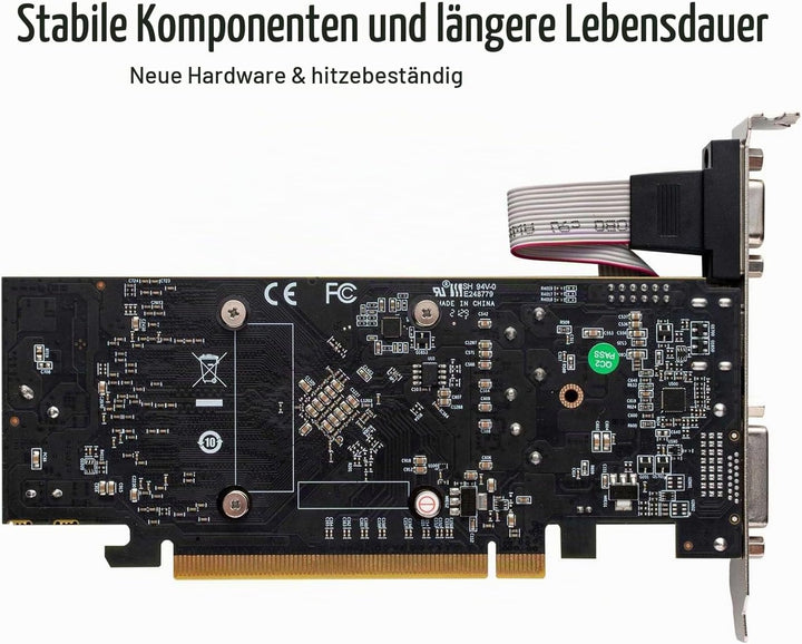 SAPLOS Radeon RX 550 Low Profile Grafikkarte, 4GB GDDR5 128-bit, VGA DVI-D HDMI, 4K Anzeige, PC Vide