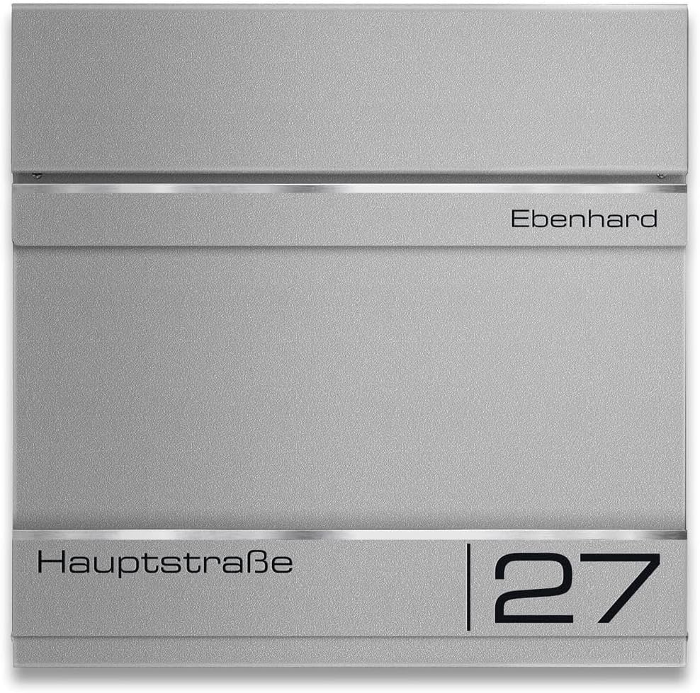 Metzler Briefkasten Graualuminium - Postkasten mit individueller Laser Gravur - RAL9007 Graualuminiu
