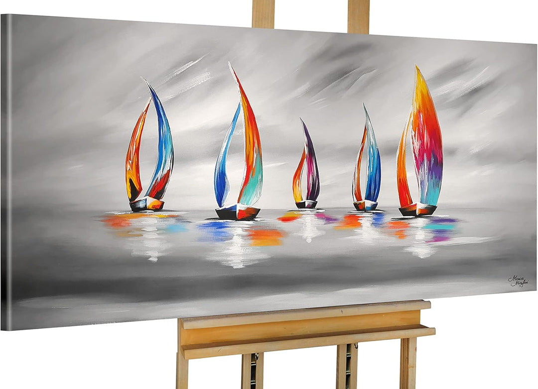 Monica Mirafiori I 100% HANDGEMALT I Gemälde Unter Segel 100x50cm | Gemälde Handgemalt | Acrylgemäld