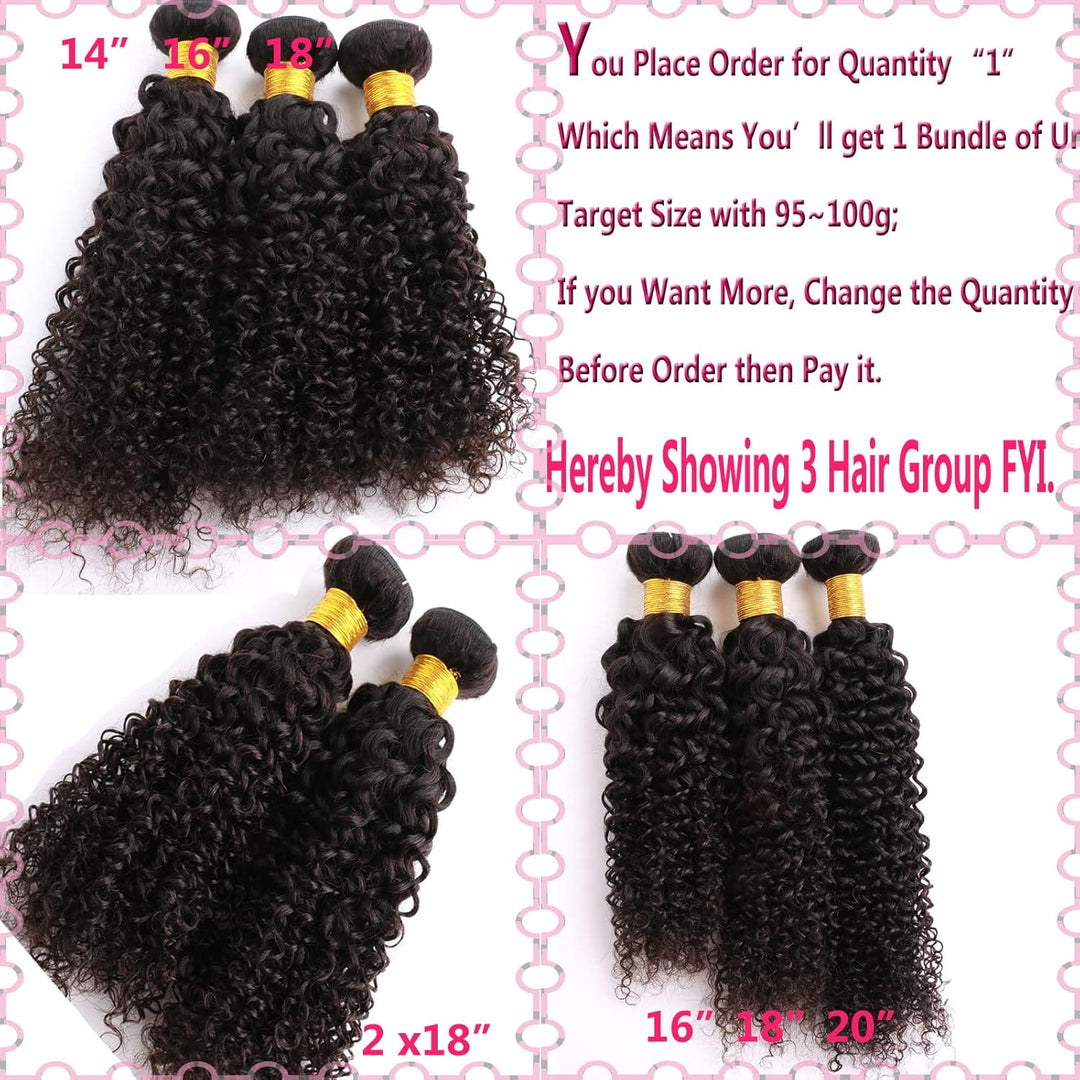 Huarisi 1 Bundles of Curly Brazilian Hair 18” Grade 9a Unprocessed Kinky Curly Human Hair Bundles Re