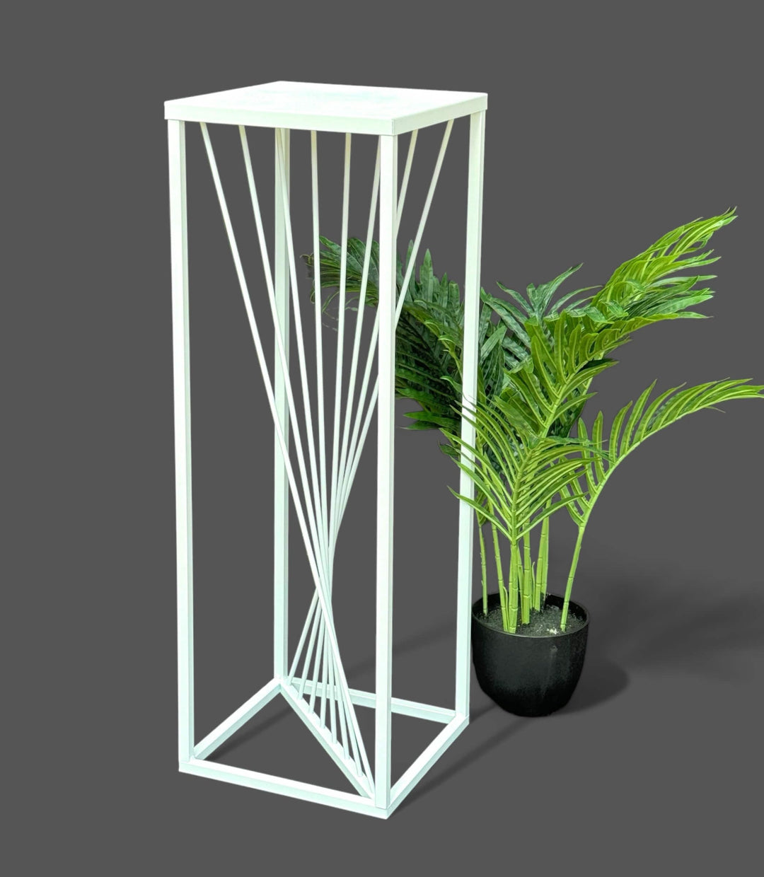 DanDiBo Blumenhocker Metall Weiss Eckig 70 cm Blumenständer Beistelltisch 96566 Blumensäule Design M