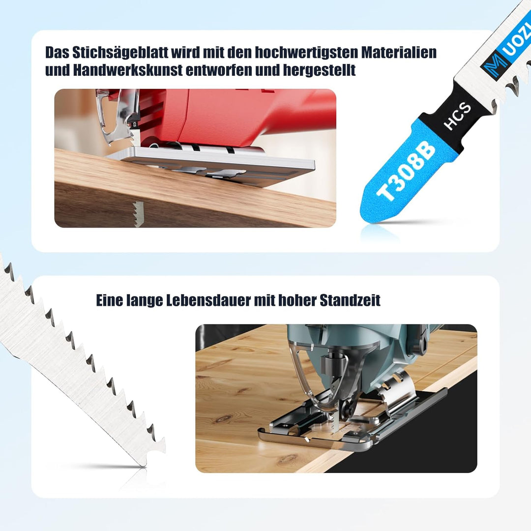 20tlgT308B Stichsägeblätter ，T-Schaft Stichsägeblatt Set mit Aufbewahrungskoffer für Holz ，sägeblätt